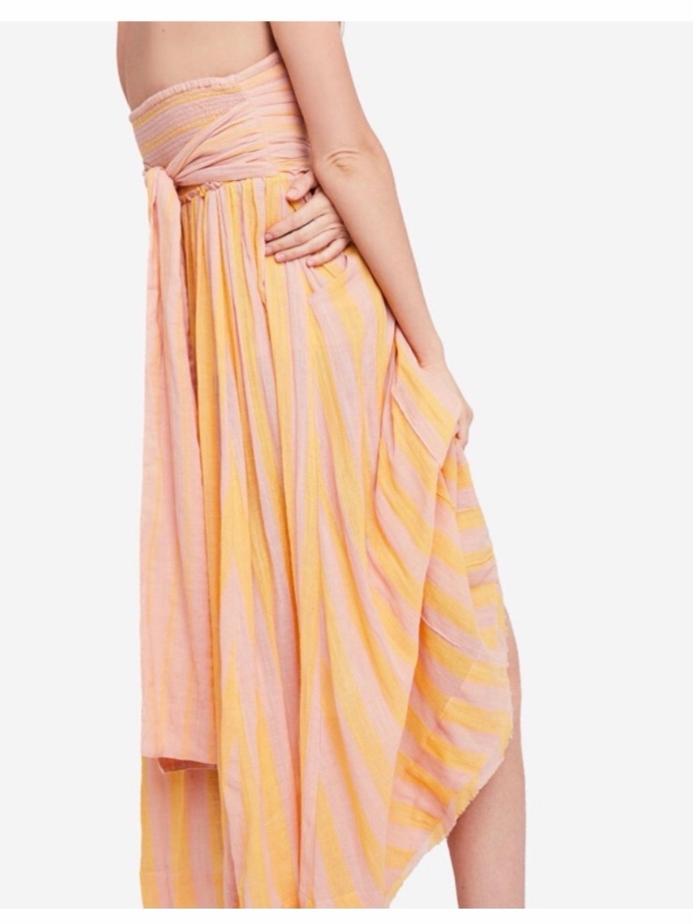 Free People Strapless Pink and Yellow Striped Maxi Dress - Large - Picture 2 of 8